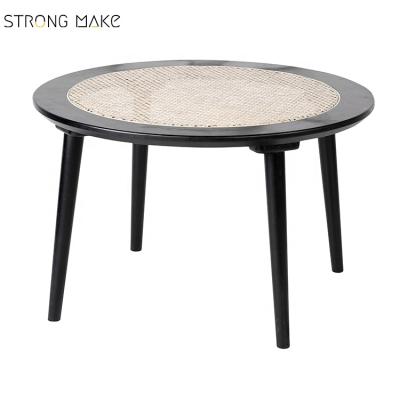 China (Other) Rattan coffee table modern design adjustable round wooden coffee table for living room for sale