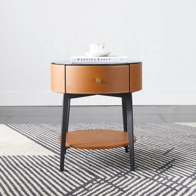 China Storage Coffee Table Modern Minimalist Around Leather Coffee Table Storage Side Coffee Table For Living Room for sale