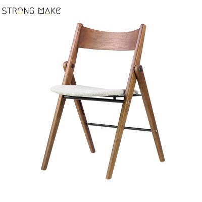 China Hot Selling Foldable Solid Wood Foldable Dining Chair With American Green Ash Wood Frame Velvet Dining Chair for sale