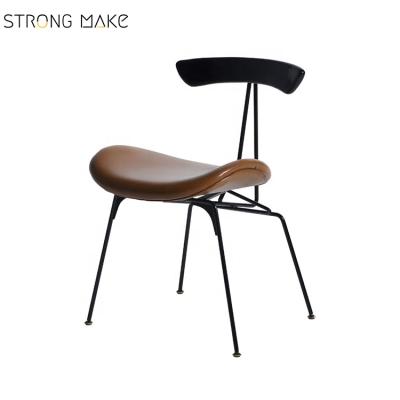 China Cooling Modern Dining Chair With Metal Legs Black PU Leather Dining Chair for sale