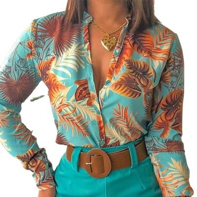 China Breathable Graphic Boho T Shirts Beach Printing African Silk Satin Women T Shirts Modest Long Sleeve Blouses for sale