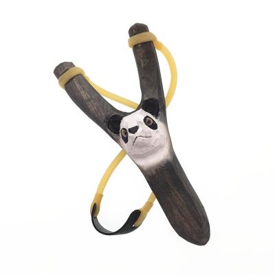 China New Durable New Panda Eagle Wolf Wolf Mini Animal Children's Wooden Slingshot Toys Around Rubber Band for sale