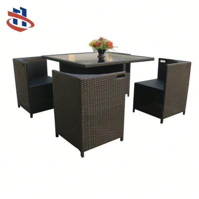 China Modern Outdoor Cafe Rattan Furniture Garden Chairs Wicker Table 5 Pieces Garden Set for sale