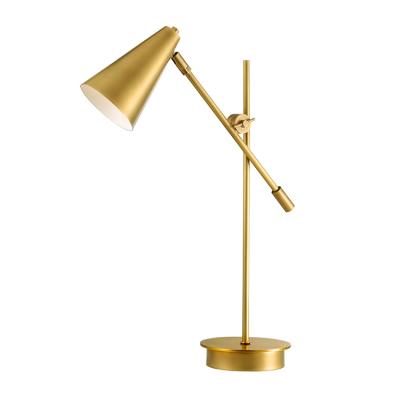 China Hotel bedroom vintage gold brass bedside table lamps modern luxury adjustable desk lamp table lamp for sale