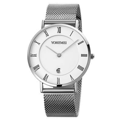 China Fashion Simple Design Business Watch Stainless Steel Mesh Strap Quartz Watch Waterproof Men Water Resistant for sale