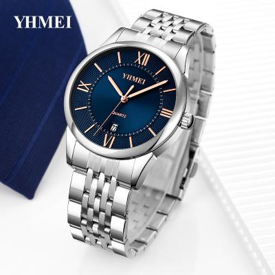 China Factory Price Day/Date Wrist Watch Brand Custom Business Watch Waterproof Steel Band Watches Luxury Mens Quartz Watches for sale