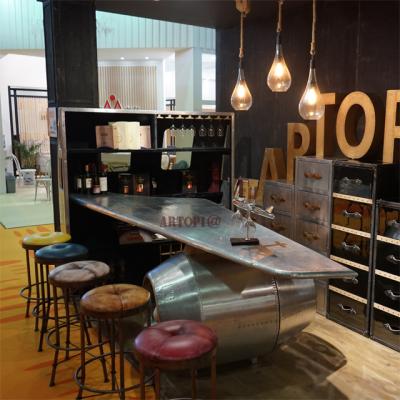 China Industrial Custom Project Decoration Bar Furniture Bar Counter Table Antique Aluminum Cocktail Bar Table for sale