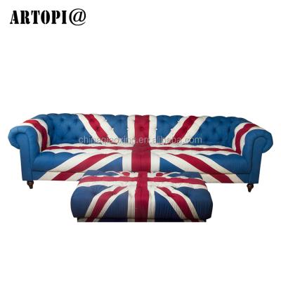 China Classic British Buckle Design Fabric Slipcovered Style Flag Living Room Classic British Sofa for sale