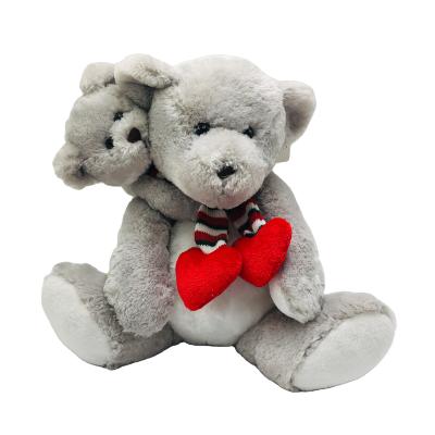 China Lovely Cute Luxury Teddy Bear Toy With Scarf PV Stuffed Plush Mother And Baby Bear Doll Big Promotion Valentine Gifts With Heart for sale