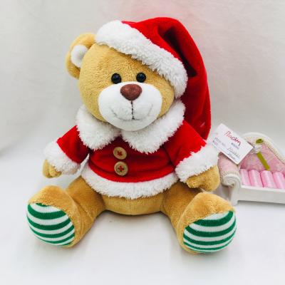 China Washable Christmas Teddy Bear Toy with Hat Clothes and Scarf Decoration Gift Embroidery Paws for sale