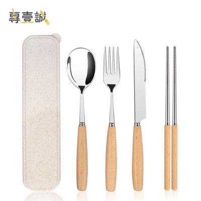 China Durable Portable Cutlery Stainless Steel Fork And Spoon Chopsticks Travel Cutlery Set With Case for sale