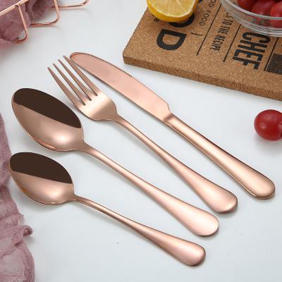 China Sustainable italian style dinnerware set, gold plated pvd coating stainless steel cutlery set for sale