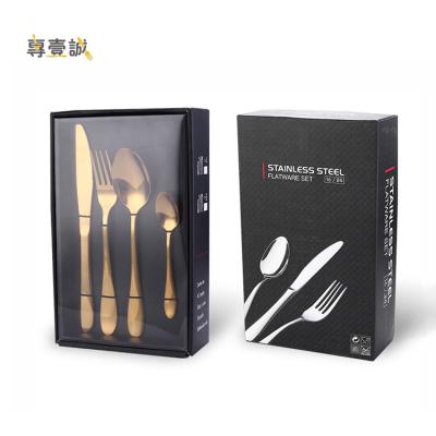 China Viable Hot Selling Western Cutlery Stainless Steel Metal Spoon Fork Cutlery Set With Gift Box for sale