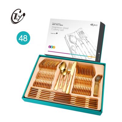 China New Design 48PCS Gift Box Viable Flatware Set Stainless Steel Cutlery Set With Lid And Base Box for sale