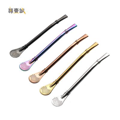 China High Quality Viable Metal Filter Straw Spoon Stainless Steel Yerba Mate Bombilla Drinking Straw for sale