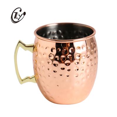 China Sustainable Bar Cup Stainless Steel Moscow Mule Copper Drinking Reusable Beer Mug for sale