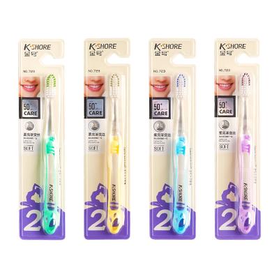 China No.723 High Quality 4 Color Super Soft Bristle Toothbrush Comfortable Handle Toothbrush For Adult for sale