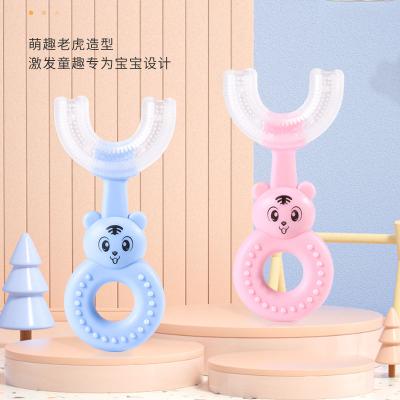 China New Cartoon Children Toothbrush U Shape Oral Tooth Cleaner Kids Brush Cleaning Care Silicone Baby Toothbrush for sale