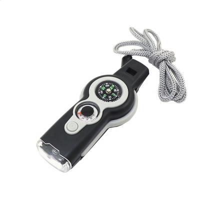 China Precise Direction Abs Multifunction Survival Emergency Whistle With Compass Led Flashlight Thermometer for sale