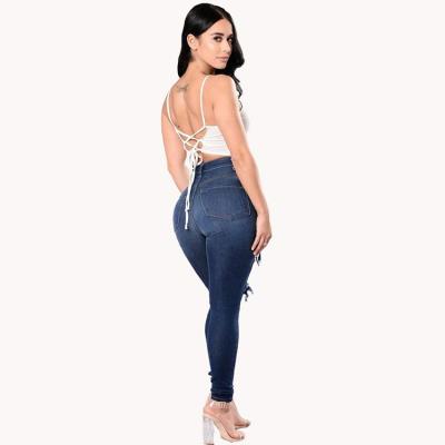 China Amy33-207 Women's Breathable Jeans Damaged Tight Super Skinny Ripped High Waist Women's Denim Stretch Pants for sale