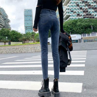 China Customized Slim 2020 Women Fashion High Waist Ripped Skinny Jeans for sale