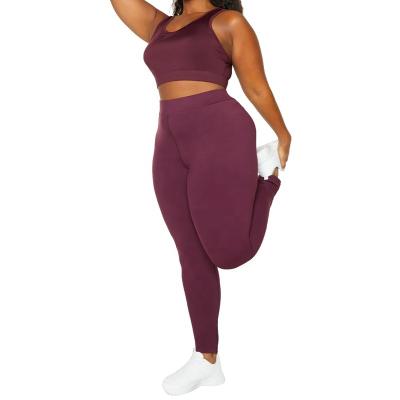 China Lady's Activewear xxxl yoga wear comfortable fitness ladies 1x-4x Workout Set 2pcs wholesale women breathable plus size yoga sets for sale