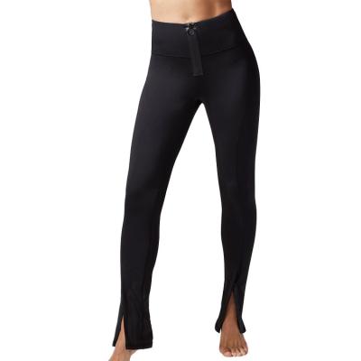 China Breathable High Waisted Women Yoga Legging Pants detailed with zippers at the front leg and on the waistband for sale