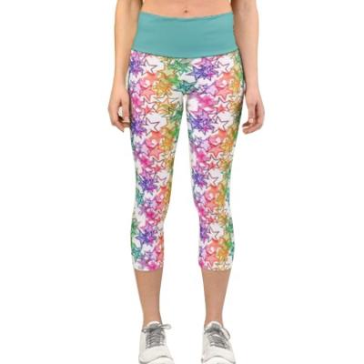 China Breathable Funky Cool Colorful Modern Retro Star Capri Leggings Womens Profile Yoga Pants Active Wear Sportswear for sale