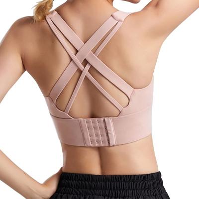 China Breathable Sports Bra Stretch Cropped Top High Intensity Sports Adjustable Straps Preformed Cups Breathable Mesh Yoga Bra for sale