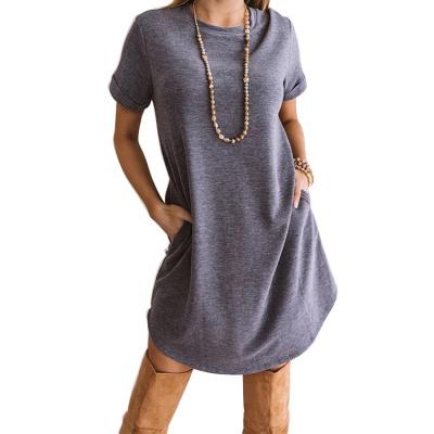 China Casual Dress Anti-Static Crew Neck T-Shirt Tank Top Dresses For Women for sale