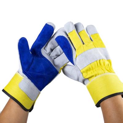 China Cow split leather YULAN LC311 heavy duty leather gloves, double palm, it can be used for construction workers and logging for sale