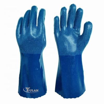 China YULAN H84 Nitrile Industrial Fishing Glove Anti-Slip Cotton Coating Green Or Blue Color for sale