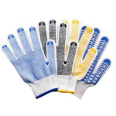 China Daily Life 720g PVC Polka Dot Black Unbleached Cotton Knitted Gloves for sale