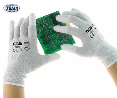 China EN388 13G Antistatic Polyester / Carbon Nylon Antistatic Fiber Coated ESD PU Gloves for sale