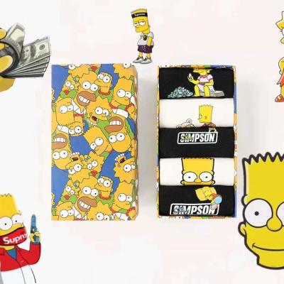 China HY-720 QUICK DRY box packing Simpson cartoon stocking cut socks for man and women for sale