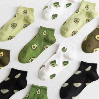 China HY-853 QUICK DRY Colorful Avocado Sock With Fruits On Them Ankle Green Sock For Women for sale