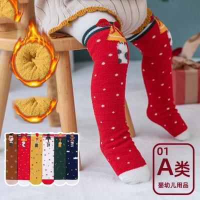 China New Christmas HY-861 QUICK DRY thongs winter Adults Coral Velvet Children long tube floor knee sock baby sock for sale