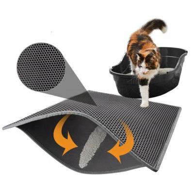 China Cheap Factory Price Double Layer Stabilized Pet Feeds Waterproof Cats Sand Protection Mat Trapper Litter Bed Foldable for sale