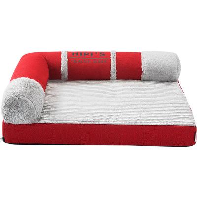 China Breathable Comfortable Waterproof Plush Pet Bed Soft Washable Removable Cover Pet Cushion Memory Foam Dog Bed for sale