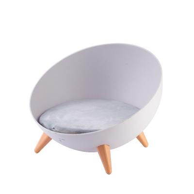 China Breathable Modern Wholesale Modern Pet Furniture Plastic Wood Grain Foot Hemisphere Cat Beds for sale