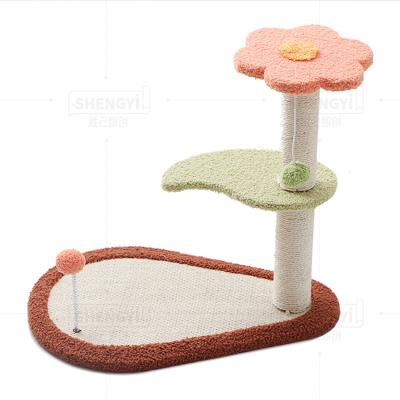 China Viable Round Cat Scratcher Mat Pet Grinding Exercise Cat Scratching Post Climbing Frame Sisal Claw Pole Climbing Tree Tower for sale