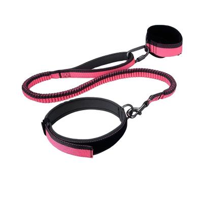 China Thoughtful Popular High Quality Thick Webbing Pet Leads Leash And Heavy Duty Collar Set Hands Free Retractable Running Leash For Large Dog for sale