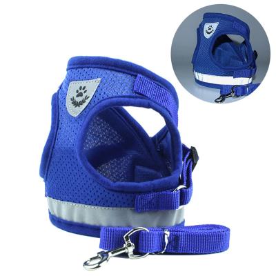 China Mesh Dog Harness Pet Vest Adjustable Reflective Breathable Dog Walking Harness Polyester Lead Harness Hot Selling Reflective Pet Vest for sale