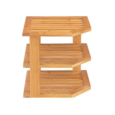 China Bamboo Corner Organizer Stocked Kitchen Corner Shelf Storage Rack For Dishes for sale