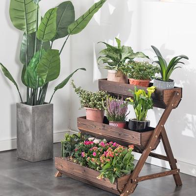 China Simply Outdoor Garden Flowers Wooden Planter For Garden Decoration With Wooden Crates for sale