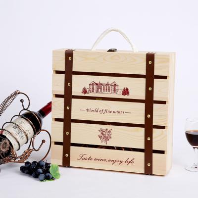 China China Customized Logo And Design Wooden Shipping Wine Gift Box For 4 Bottles for sale