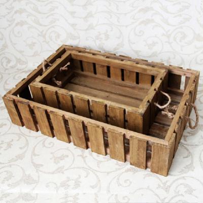 China Europe hot sale store vintage decorates wooden crate box with hand-rope for sale