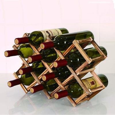 China 10 Foldable Wooden Countertop Wine Rack Wooden Bottle Cellar Racks for sale