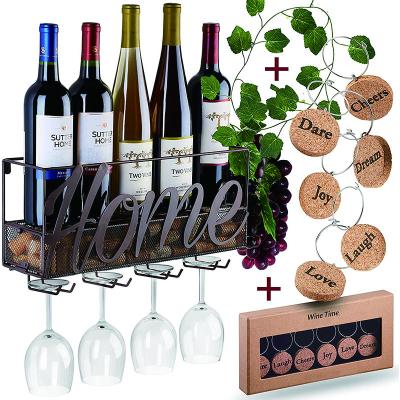 China Viable Wall Mounted Wine Rack Bottle and Glass Rack Cork Storage Come with 6 Cork Wine Charms - Home for sale