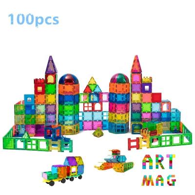 China 100pcs Construction Toy 3D Building Blocks Educational Magnetic Toy Building Blocks Tiles Toys for sale